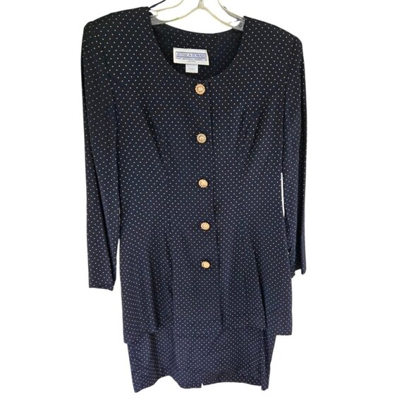 Vintage Jessica Howard Petite Secretary Dress 1980s Polka Dot Size 6 - Picture 1 of 10
